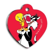 Sylvester & Tweety Kalp Şekilli Kedi ve Köpek Künyesi Small 2,5 x 2,73 cm - 1
