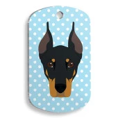Mavi Puantiyeli Doberman Pinscher Asker Kedi ve Köpek Künyesi Large 2,9 x 5 cm - 1