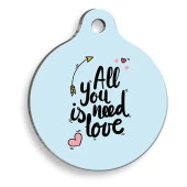 All You Need Is Love Yuvarlak Şekilli Kedi ve Köpek Künyesi XLarge 3,3 x 5 cm - 1
