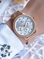 Ferro Rose Gold Renk İç Fonksiyonları Aktif 3 Atm Çelik Kordon Kadın Kol Saati BFM21077AWT-C thumbnail 1