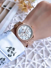 Ferro Rose Gold Renk İç Fonksiyonları Aktif 3 Atm Çelik Kordon Kadın Kol Saati BFM21077AWT-C thumbnail 2