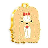 Altın Kaplama Shih-Tzu Köpek Künyesi (Krem) - 1