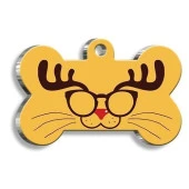 Glasses Cat Kedi ve Köpek Künyesi Medium: 2,6 x 3,8 cm. - 1