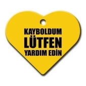 Kayboldum Lütfen Yardım Edin Geniş Kalp Kedi Köpek Künyesi Small - 1