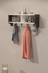 CMKStore Portmanto Duvar Askısı Modern Duvar Askılık Vestiyer - Antrasit & Beyaz - 1