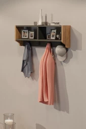 CMKStore Portmanto Duvar Askısı Modern Duvar Askılık Vestiyer - Atlantik Çam & Antrasit - 1