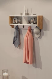 CMKStore Portmanto Duvar Askısı Modern Duvar Askılık Vestiyer - Atlantik Çam & Beyaz - 1