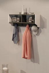 CMKStore Portmanto Duvar Askısı Modern Duvar Askılık Vestiyer - Beyaz & Antrasit - 1