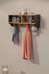 CMKStore Portmanto Duvar Askısı Modern Duvar Askılık Vestiyer - Antrasit & Atlantik Çam - 1