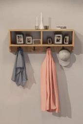 CMKStore Portmanto Duvar Askısı Modern Duvar Askılık Vestiyer - Atlantik Çam - 2