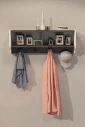 CMKStore Portmanto Duvar Askısı Modern Duvar Askılık Vestiyer - Beyaz & Antrasit - 2