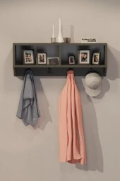CMKStore Portmanto Duvar Askısı Modern Duvar Askılık Vestiyer - Antrasit - 2