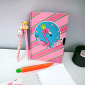 Hediyelik Flamingo Kilitli Hatıra Ve Günlük Defteri - 3 lü  Versatil Kalem set - 2