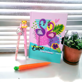 Hediyelik Flamingo Kilitli Hatıra Ve Günlük Defteri - 3 lü  Versatil Kalem set - 3