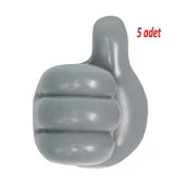 Başparmak Kablo Tutucu, Duvar, Araba, Ev, Organizatör, Kulaklık Tutucu Gri Renk 5 adet - 1