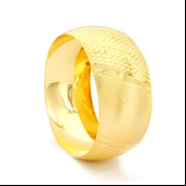Altın Kaplama Yatay Çizgili  Bilezik 3 cm BLZ-3039 - 1