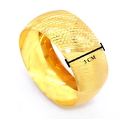 Altın Kaplama Yatay Çizgili  Bilezik 3 cm BLZ-3039 - 4
