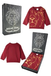 Galatasaray Orijinal Aslan Baskılı Kırmızı Sweat Hediyelik Ahşap Kutulu - 1