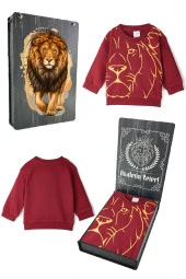 Galatasaray Orijinal Aslan Baskılı Kırmızı Sweat Hediyelik Ahşap Kutulu - 1