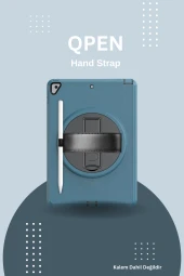 Qpen iPad 10.2 inç (8.nesil)  Uyumlu Hand Strap Tablet Kılıfı thumbnail 3