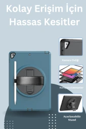 Qpen iPad 10.2 inç (8.nesil)  Uyumlu Hand Strap Tablet Kılıfı thumbnail 5