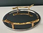 Selim Dekor Branch Metal Yuvarlak Tepsi - 1