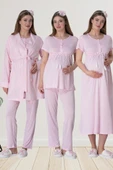 Mecit 6061 Bayan Pembe Sabahlık Gecelik Pijama Hamile Lohusa Set thumbnail 6