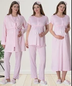 Mecit 6061 Bayan Pembe Sabahlık Gecelik Pijama Hamile Lohusa Set thumbnail 1