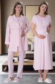 Mecit 6061 Bayan Pembe Sabahlık Gecelik Pijama Hamile Lohusa Set thumbnail 2