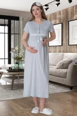 Mecit 6061 Bayan Gri Sabahlık Gecelik Pijama Hamile Lohusa Set - 5