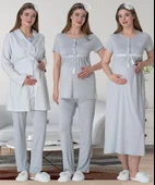 Mecit 6061 Bayan Gri Sabahlık Gecelik Pijama Hamile Lohusa Set - 1