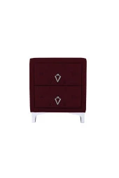 Ruby 2 Çekmeceli Komodin - Silver Model Kapitoneli Iki 2 Kapaklı Komodin Bordo - 2