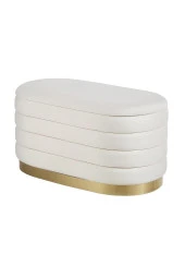 Velluto Lungo Lounge Cream Puf - 90cm Oval Dekoratif Puf Koltuk - 2