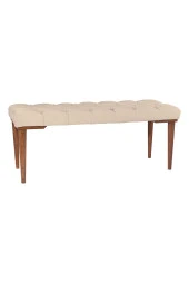 Gazzini Classic Retro Gürgen Ayak Chester Model Kapitoneli Krem Puf Bench - Ceviz Ayak - 2