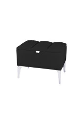 Vetra Mini Royal Siyah Kumaş Sandıklıpuf- Gümüş Ayak Dekoratif Bench Puf - 3