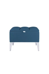 Vetra Mini Royal Mavi Kumaş Sandıklıpuf- Gümüş Ayak Dekoratif Bench Puf - 1