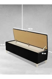 Vetra V2 Sandıklı Puf - Siyah Dilimli Model Sandıklı Bench Puf - Sandıklı Yatak Ucu Bankı - 1
