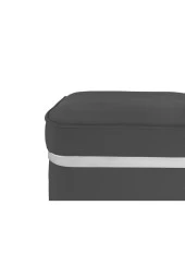 Zengo Silver Twin Line Kare Puf - Antrasit Kumaş, Dekoratif Makyaj Masası Pufu - 3