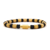 Altın Kaplama Siyah Çift Renkli Erkek Spor Kelepçe Bileklik EBLK-446 thumbnail 1