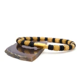 Altın Kaplama Siyah Çift Renkli Erkek Spor Kelepçe Bileklik EBLK-446 thumbnail 3