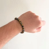 Kahverengi Kaplangözü Doğal Taş Erkek Bileklik EBLK-372 thumbnail 2