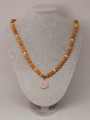 Pembe Kuvars Taşlı Rudraksha Tohum Kolye Dolama Bileklik 8mm (49732) - 3