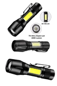 Ultra Çift Yönlü Güçlü Pilli Led El Feneri 2000 Lümen 6W Cob Led Su Geçirmez Zoomlu 3 Modlu - 1