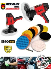 Germany Style 99756VFX 6 Kademe Devir Ayarlı 1200 Watt Polisaj Makinesi Zımpara Pasta Cila Makinesi - 1