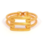 FerizZ Altın Kaplama İki Kollu 3 Sıra Kaburga Bilezik BLZ-501 thumbnail 1