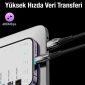 Baseus Glimmer Series iPhone Lightning to USB Hızlı Data Şarj Kablosu 1mt thumbnail 3