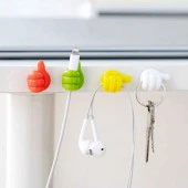 Başparmak Kablo Tutucu, Duvar, Araba, Ev, Organizatör, Kulaklık Tutucu Beyaz Renk 5adet - 4