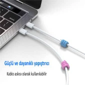 Başparmak Kablo Tutucu, Duvar, Araba, Ev, Organizatör, Kulaklık Tutucu Beyaz Renk 5adet - 7