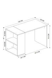 Bofigo 60x120 cm Smyrna Çalışma Masası Kitaplıklı Ofis Masası Bilgisayar Masası Safir Meşe Beyaz - 4