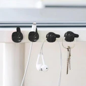 Başparmak Kablo Tutucu, Duvar, Araba, Ev, Organizatör, Kulaklık Tutucu Siyah Renk 5 adet - 1